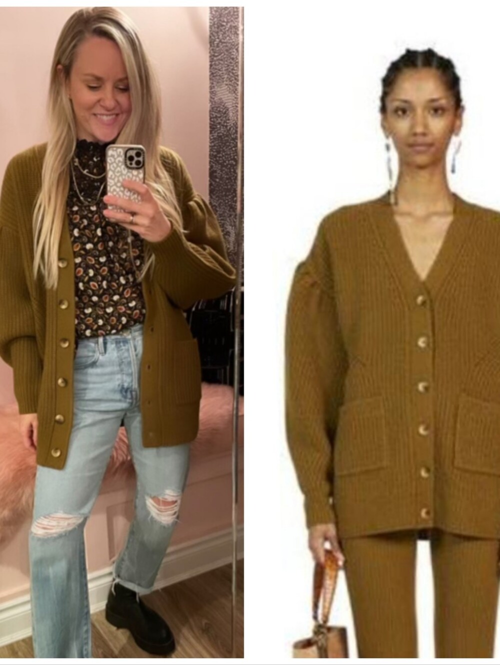 Ulla Johnson Tillie Cardigan With Pocket Olive Green Size S Wool Cashmere